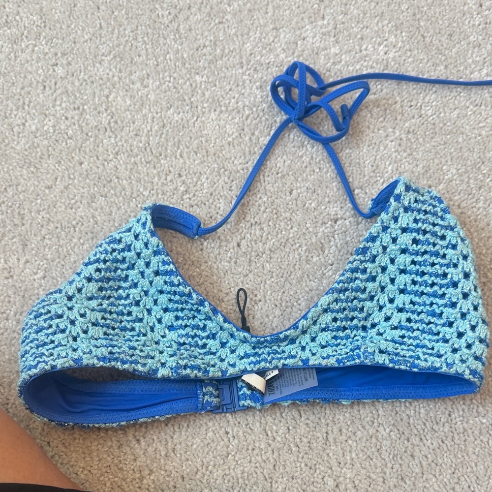 triangl swimwear Blue Crochet Bikini Top